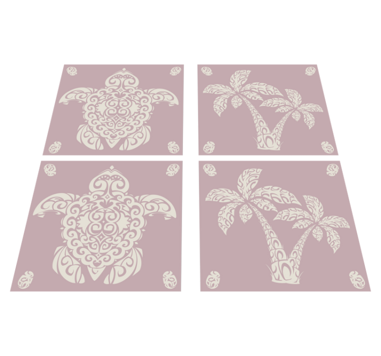 Kitchen vinyl rug hawaiian turtle and palm design - TenStickers