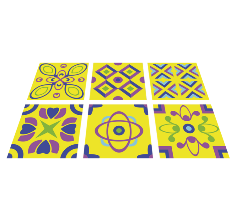 Kitchen vinyl rug with psychedelic patterns - TenStickers