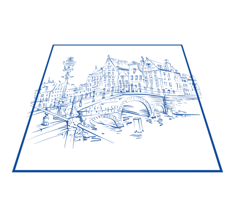 Kitchen vinyl rug delft blue canal houses - TenStickers