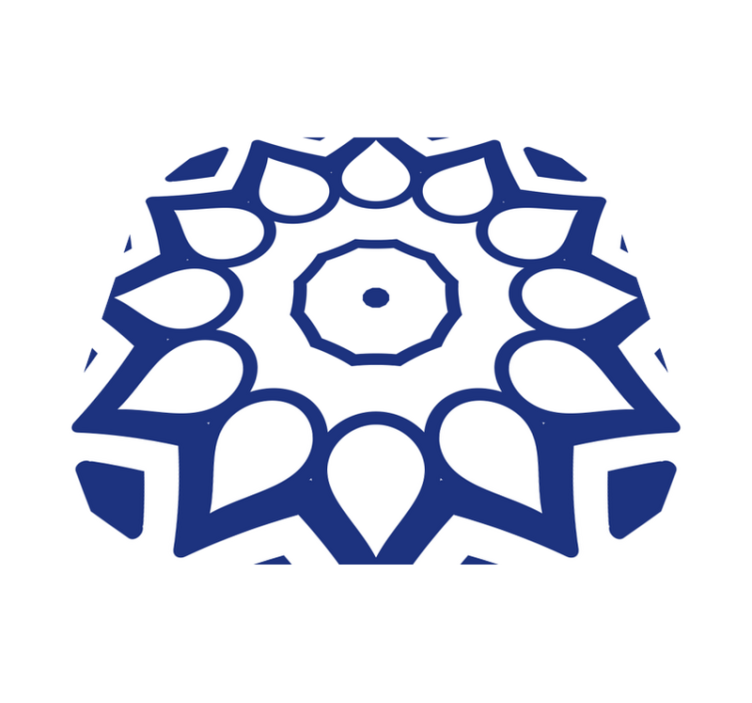 Delft blue mandala flowers kitchen vinyl rug - TenStickers