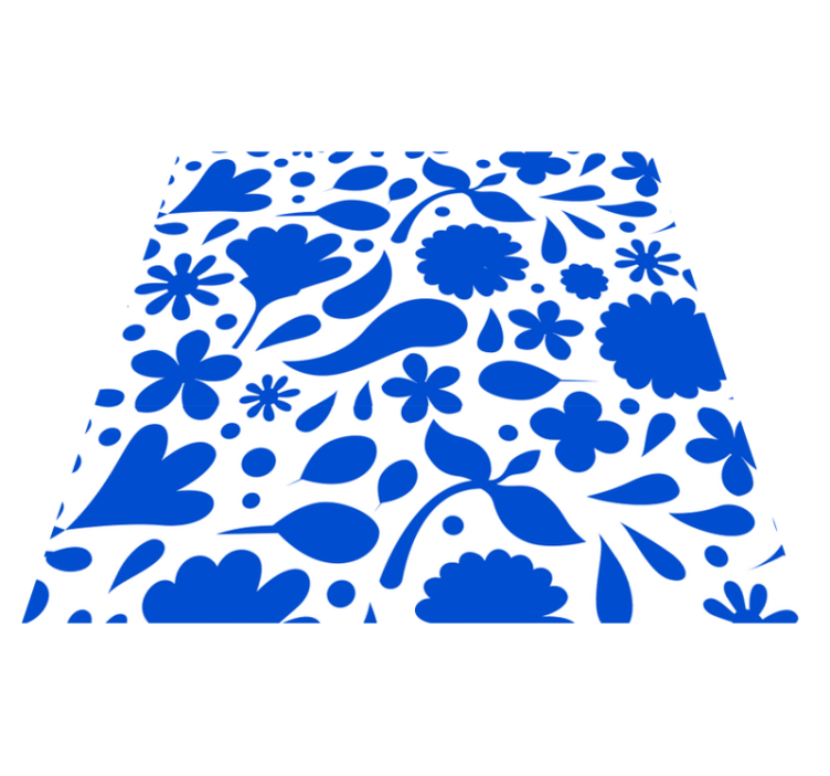 Delft blue floral kitchen vinyl rug - TenStickers