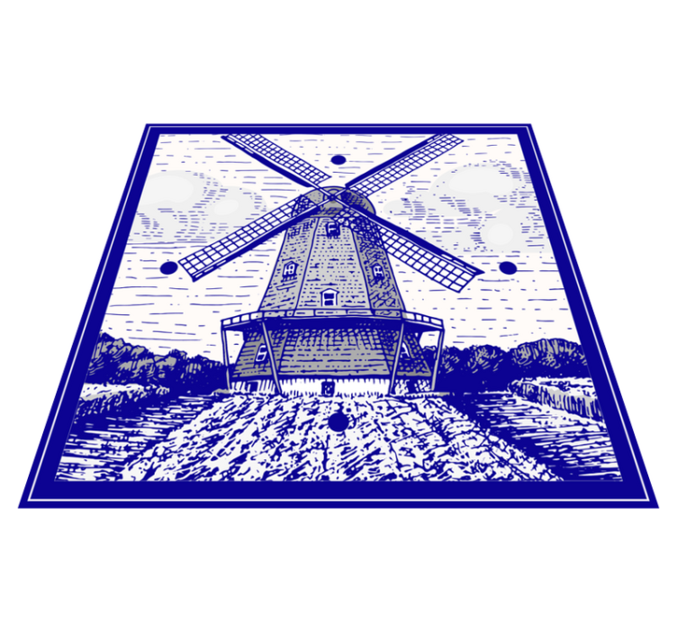 Delfts blue kitchen vinyl rug - TenStickers