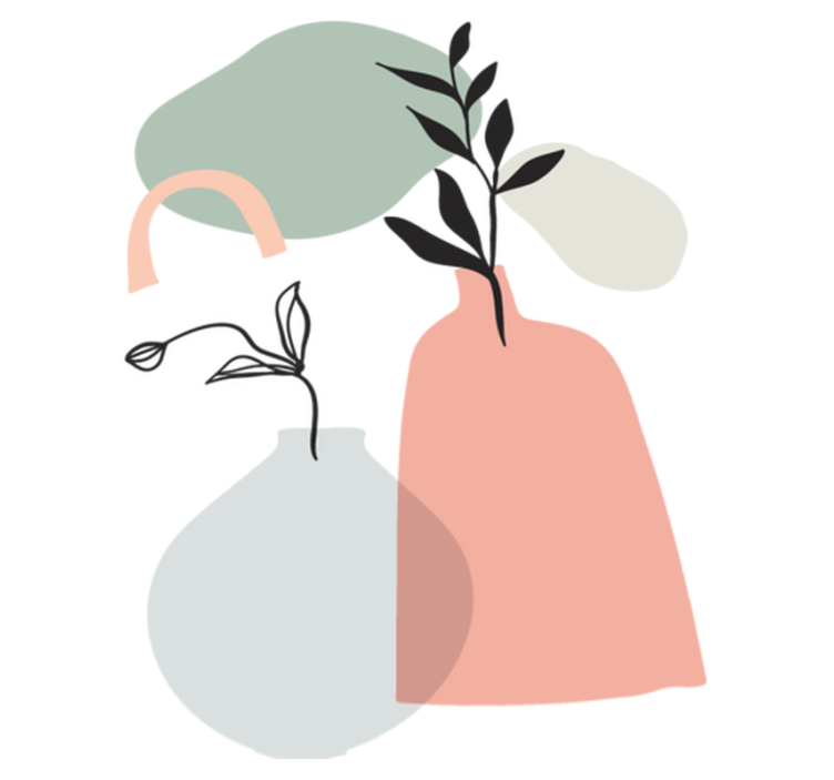 Kitchen vinyl rug with minimalist colored leaves - TenStickers