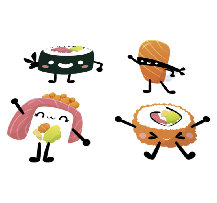 Kawaii sushi kitchen vinyl rug - TenStickers