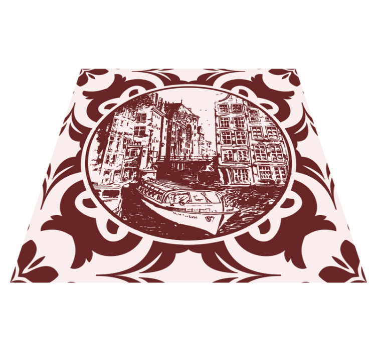 Kitchen vinyl rug canal houses and boat design - TenStickers