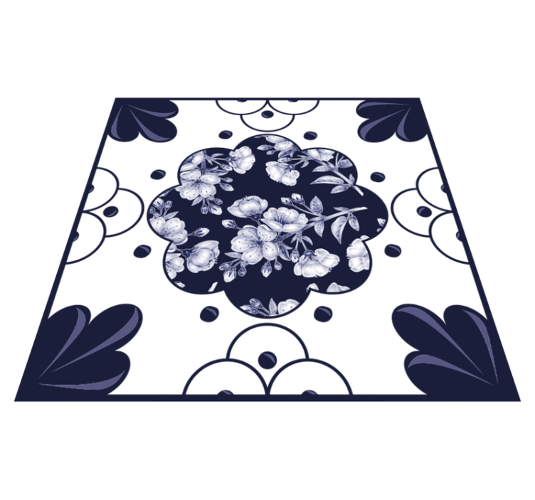 Kitchen vinyl rug with floral pattern tiles - TenStickers