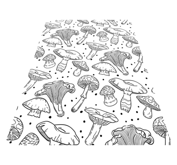 Kitchen vinyl rug with monochrome hand-drawn mushrooms - TenStickers