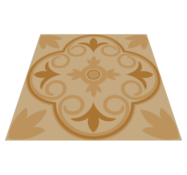 Kitchen vinyl rug with beige vintage floral design - TenStickers