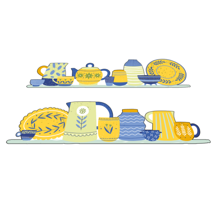 Vintage elegant kitchen shelf kitchen vinyl rug - TenStickers