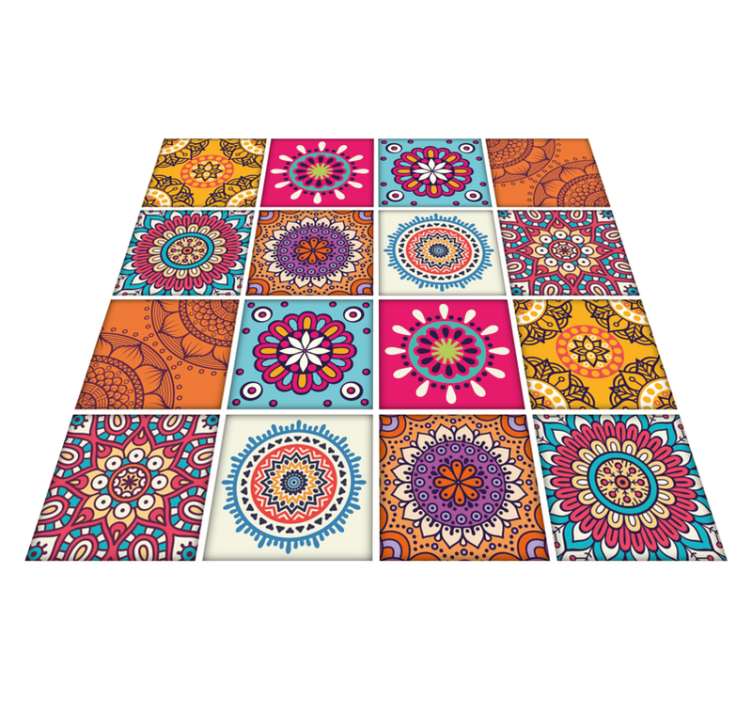 Kitchen vinyl rug with mandala tile design - TenStickers