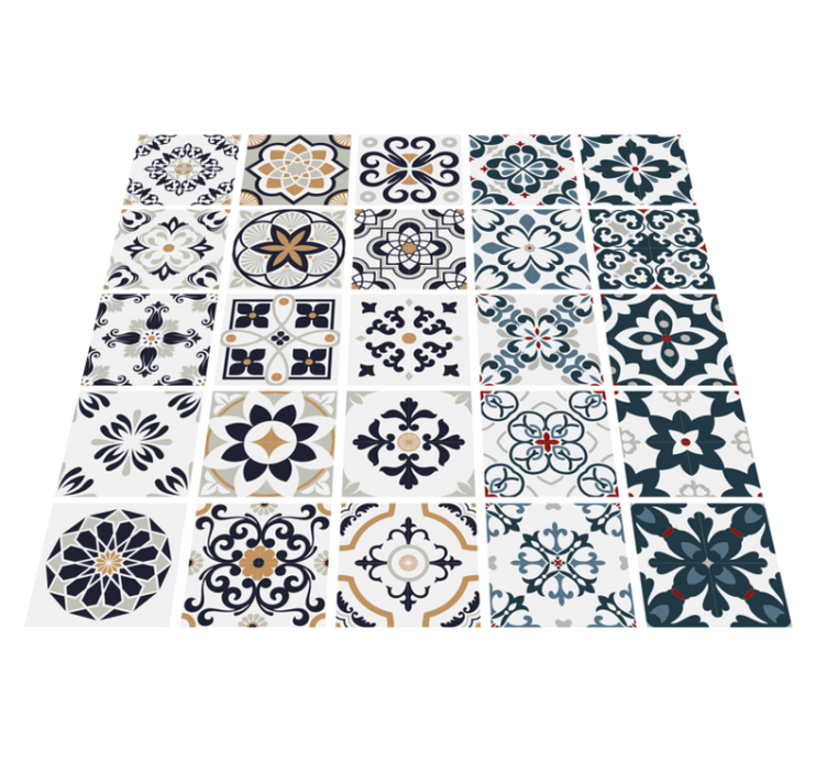 Kitchen vinyl rug with vintage tile design - TenStickers