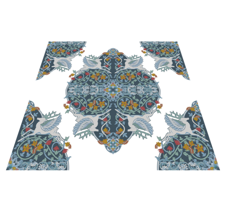 Floral vintage tile kitchen vinyl rug - TenStickers