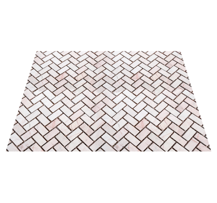 Kitchen vinyl rug herringbone marble design - TenStickers