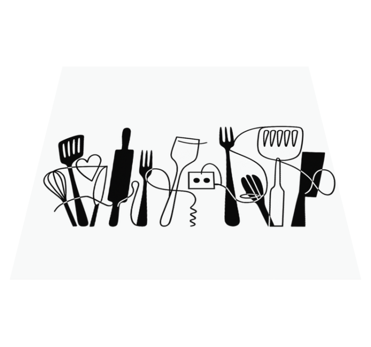 Kitchen vinyl rug with kitchen utensils design - TenStickers