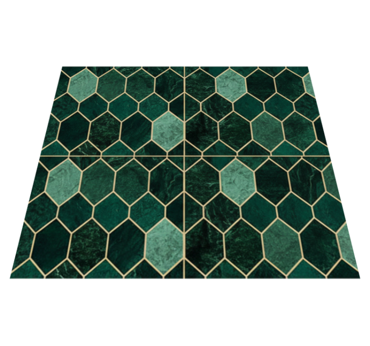 Green scale gold outline kitchen vinyl rug - TenStickers