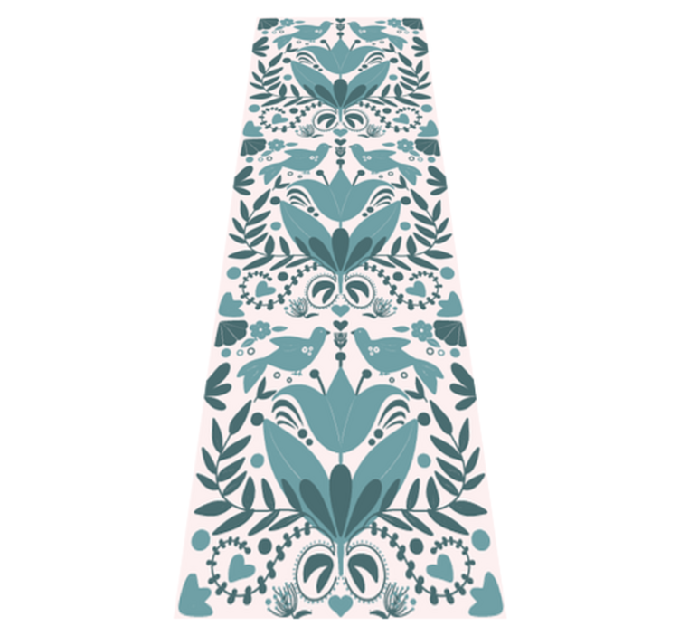 Kitchen vinyl rug with blue folk art birds pattern - TenStickers