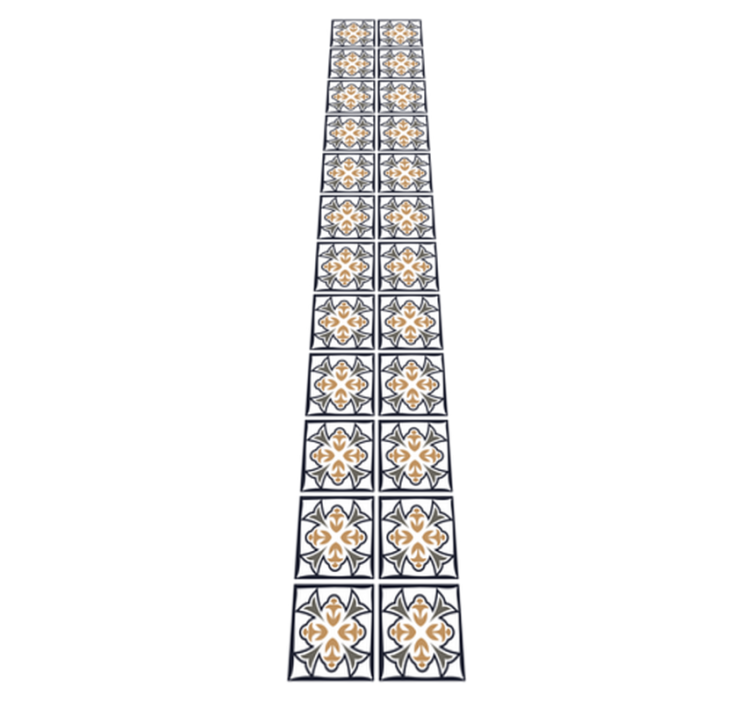 Kitchen vinyl rug in beige and black portuguese tile - TenStickers