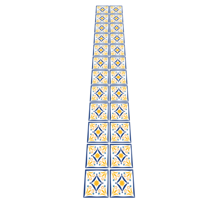 Kitchen vinyl rug in blue and yellow portuguese tile - TenStickers