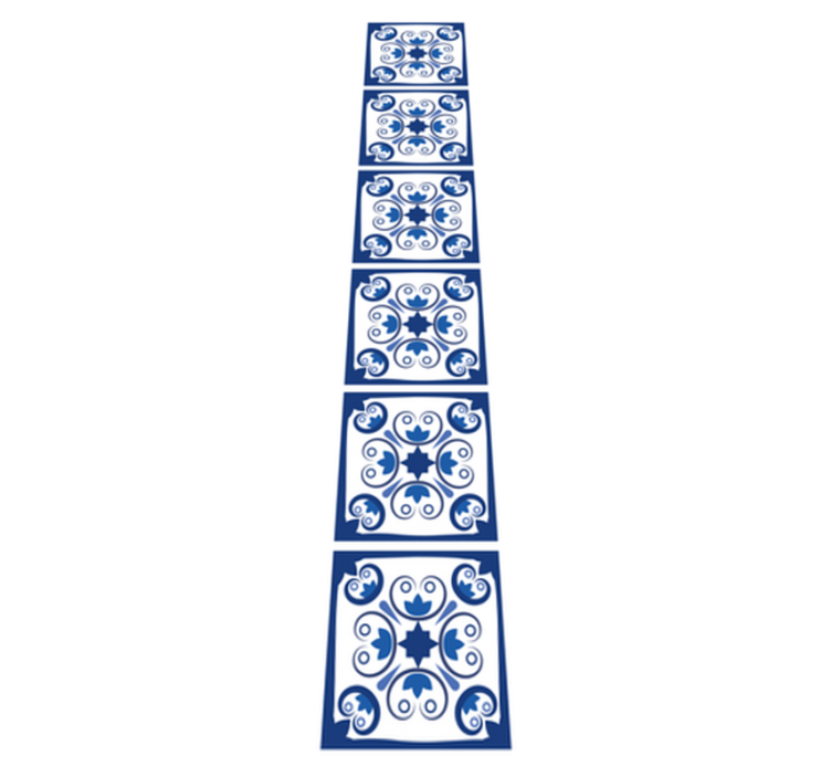 Kitchen vinyl rug in typical beautiful blue tile - TenStickers