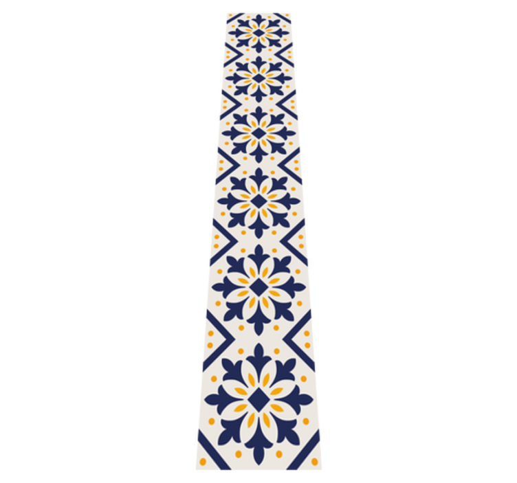 Blue with vibrant yellow portuguese tile kitchen vinyl rug - TenStickers
