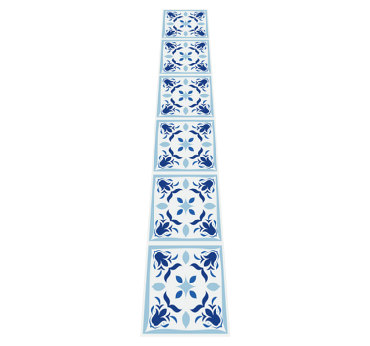 Kitchen vinyl rug with typical portuguese tile flowers - TenStickers