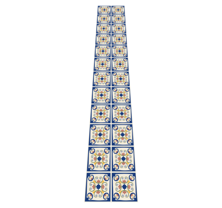 Kitchen vinyl rug with pink floral portuguese tile - TenStickers