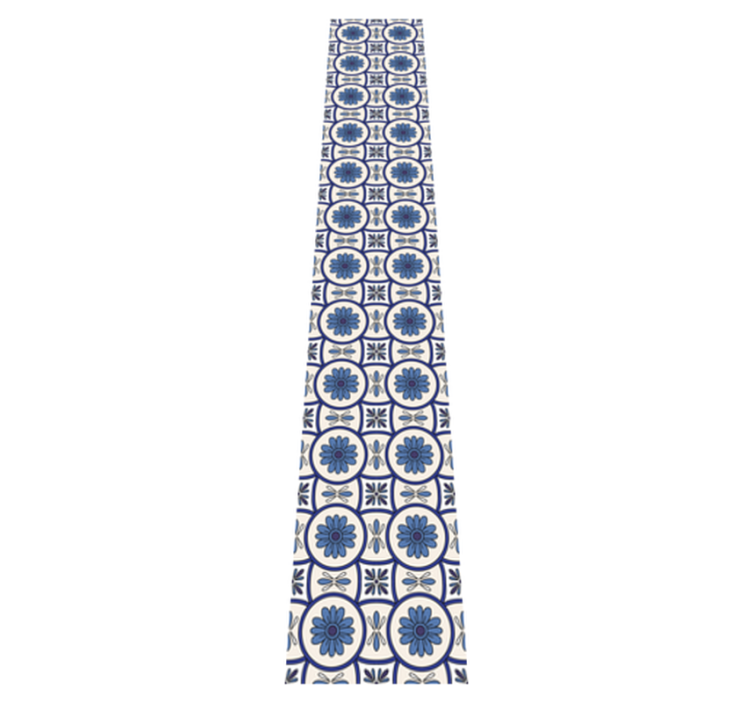 Kitchen vinyl rug with blue flower portuguese tile - TenStickers