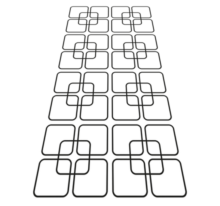 Kitchen vinyl rug with black squares urban design - TenStickers