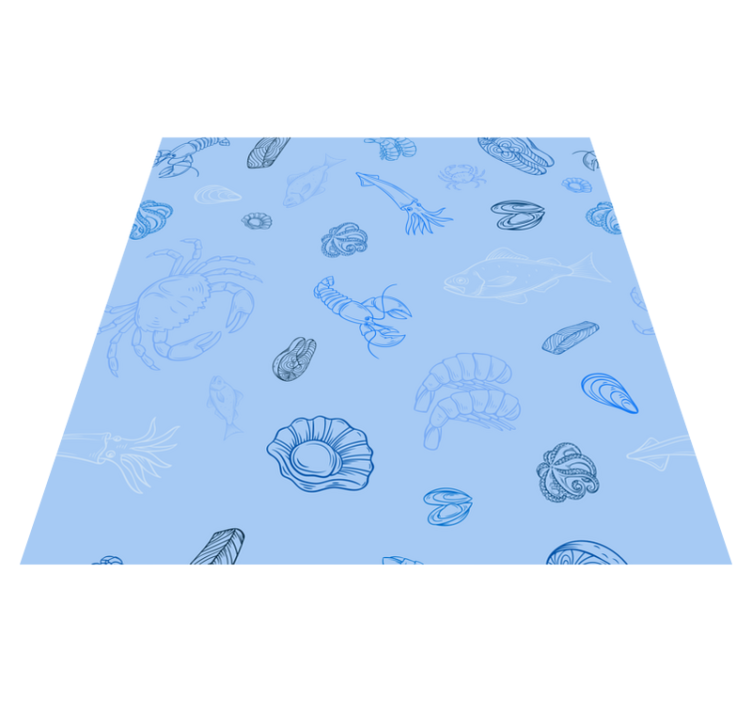 Kitchen vinyl rug with seafood design - TenStickers