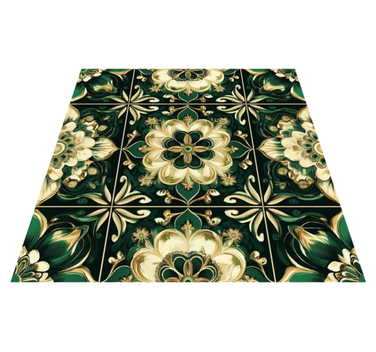 Kitchen vinyl rug with botanical mosaic design - TenStickers