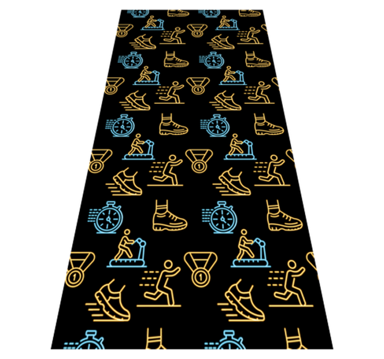 Bedroom vinyl rug with neon running vector icons - TenStickers