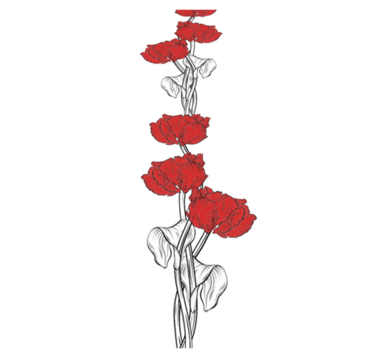 Red vertical tulips pattern bedroom vinyl rug - TenStickers