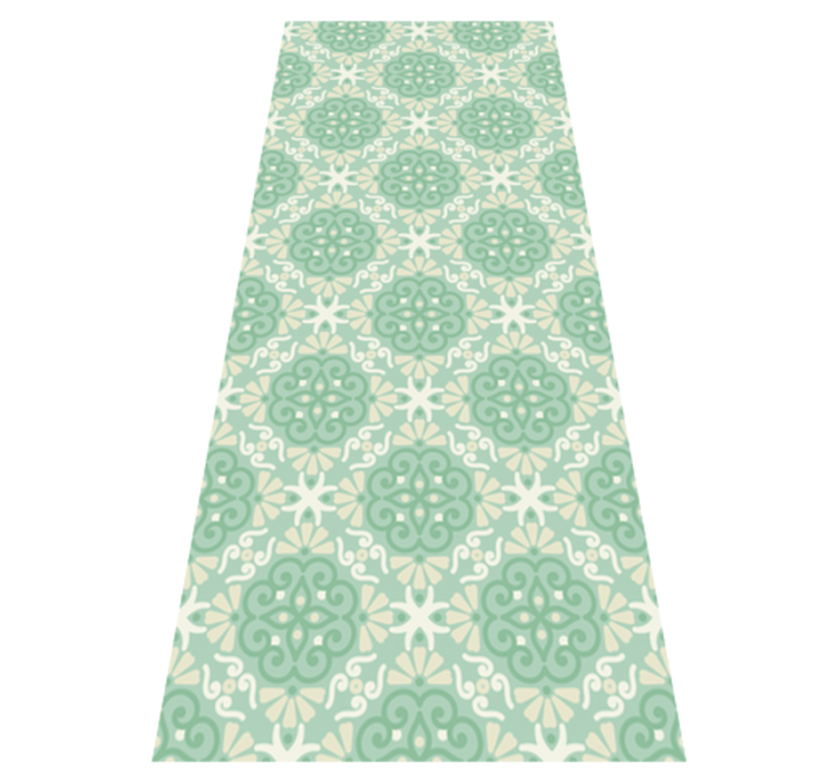 Bedroom vinyl rug in nordic green floral design - TenStickers