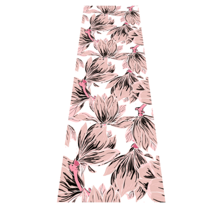 Close up multiple white and pink magnolia bedroom vinyl rug - TenStickers