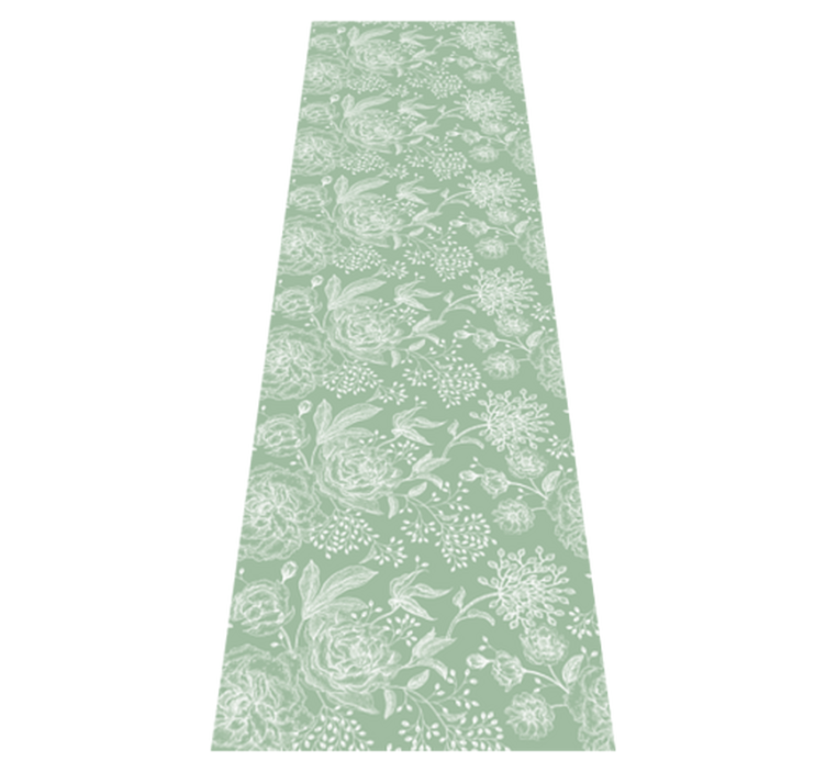 Green floral grandmillennial bedroom vinyl rug - TenStickers