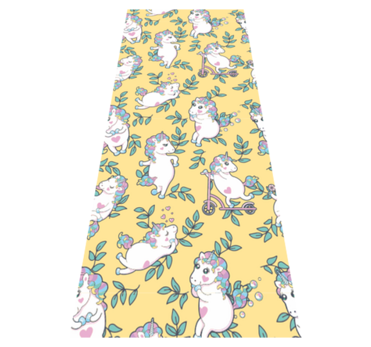 Bedroom vinyl rug with adorable unicorns and leaves - TenStickers