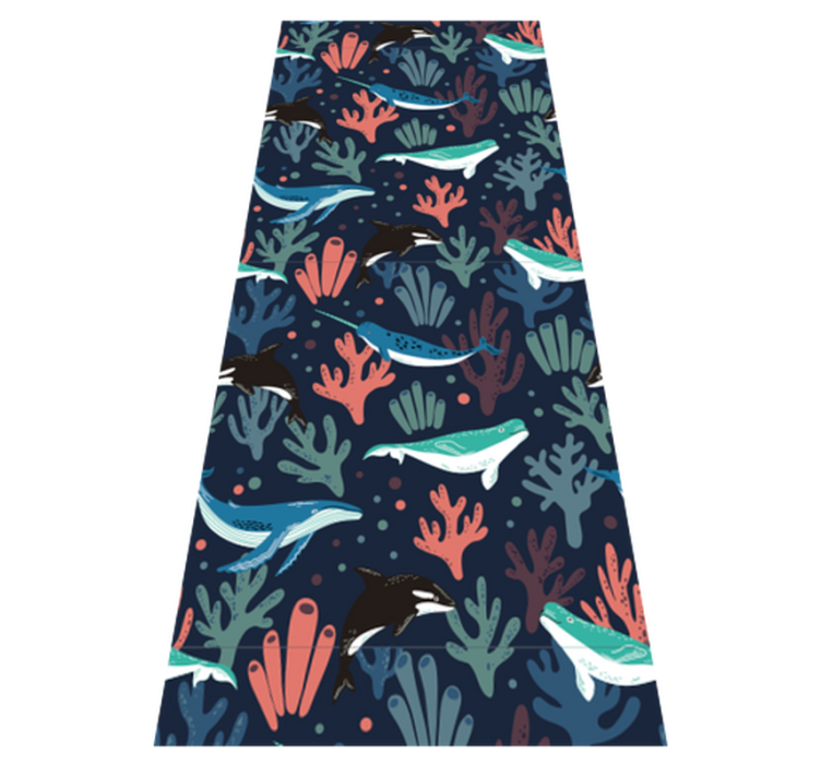 Vibrant sea animals on blue bedroom vinyl rug - TenStickers