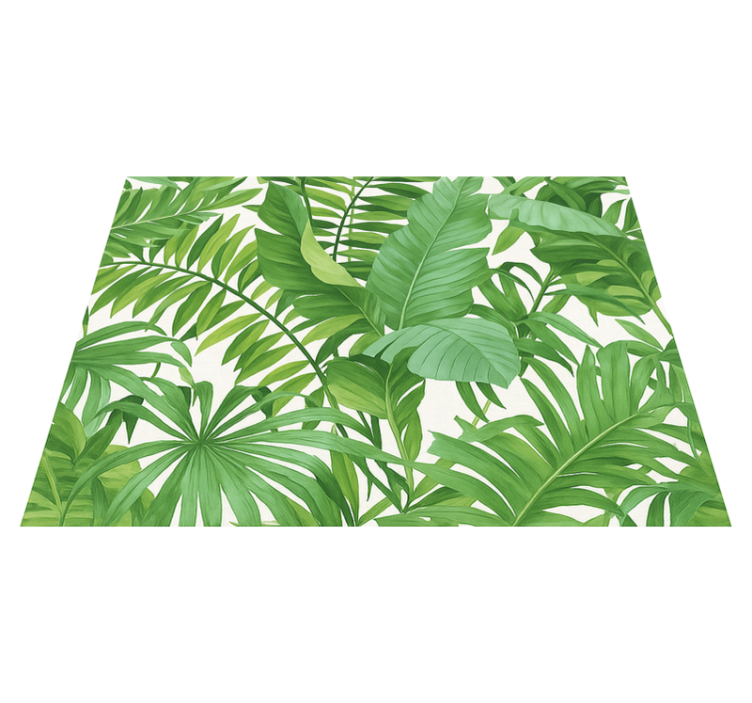 Bedroom vinyl rug with tropical leaves design - TenStickers