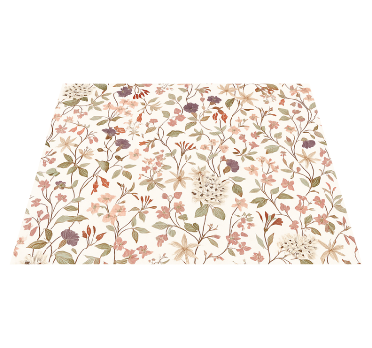 Bedroom vinyl rug with pink floral design - TenStickers