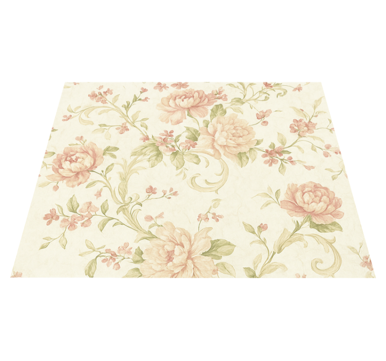Light pink vintage floral pattern bedroom vinyl rug - TenStickers