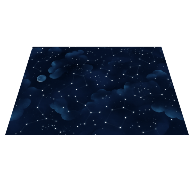 Bedroom vinyl rug navy blue sky with stars design - TenStickers