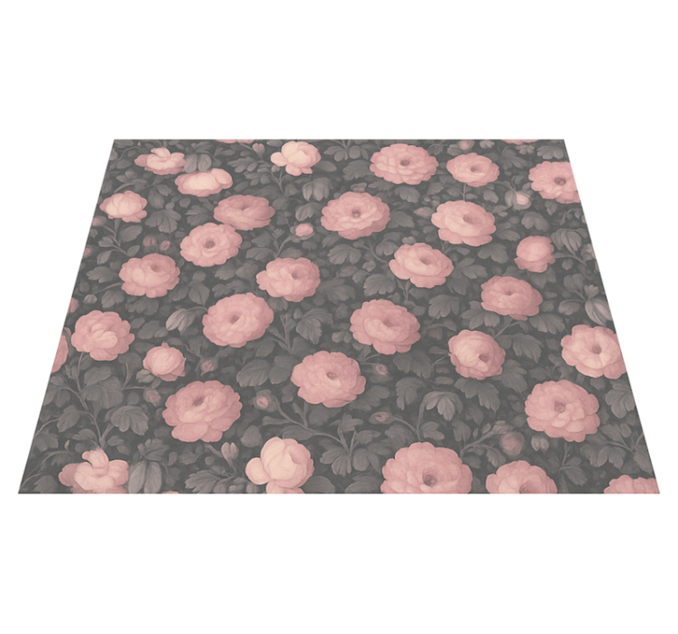 Old pink floral design bedroom vinyl rug - TenStickers