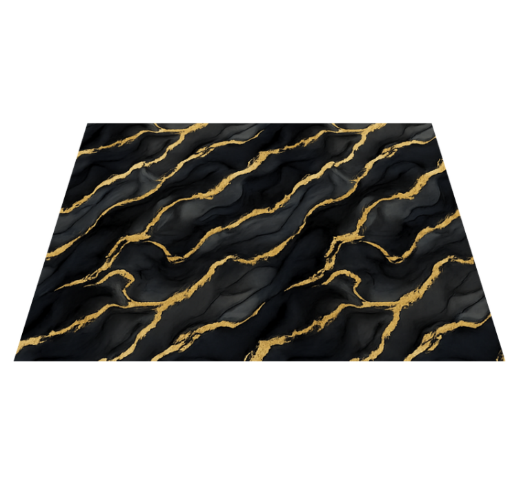 Black marble effect with gold motif bedroom vinyl rug - TenStickers