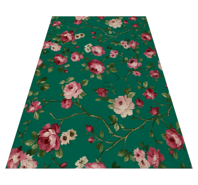 Bedroom vinyl rug with painted tree flowers design - TenStickers