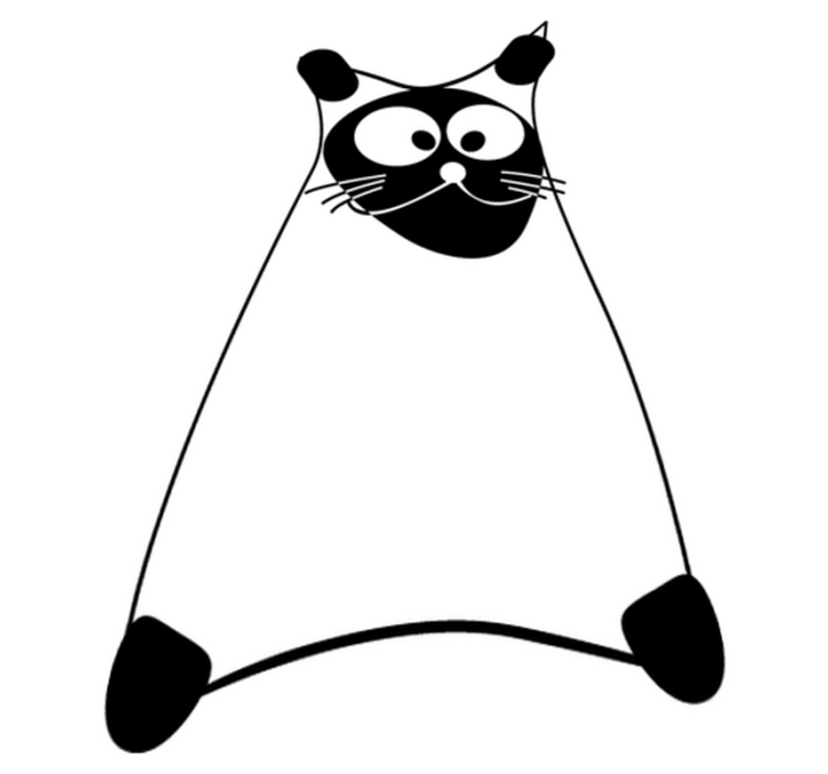 Bedroom vinyl rug white cat outline design - TenStickers