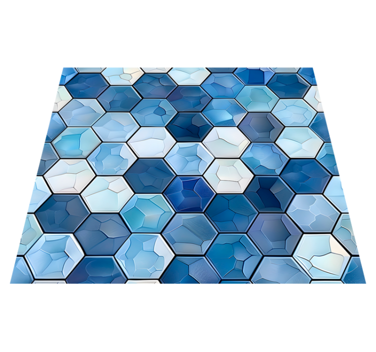 Office vinyl rug with blue tile design - TenStickers