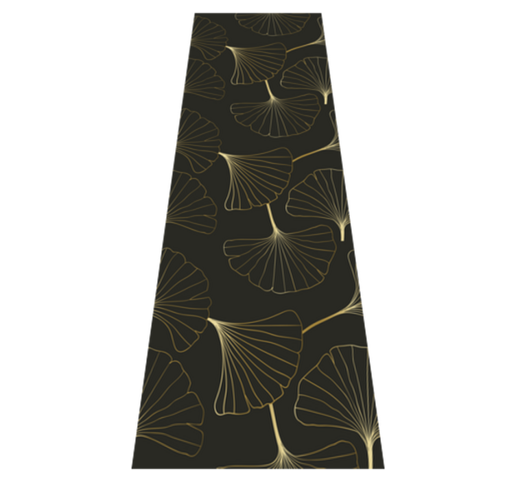 Ginkgo leaves charcoal gold office vinyl rug - TenStickers