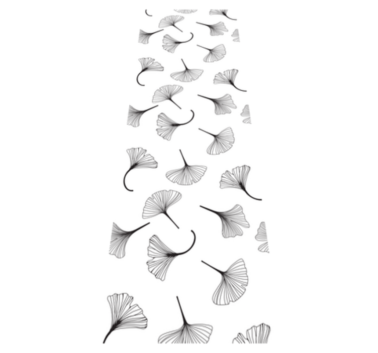 Office vinyl rug ginkgo leaves black design - TenStickers