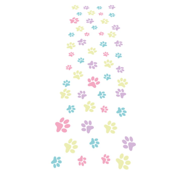 Bedroom vinyl rug with vibrant dog paw prints - TenStickers