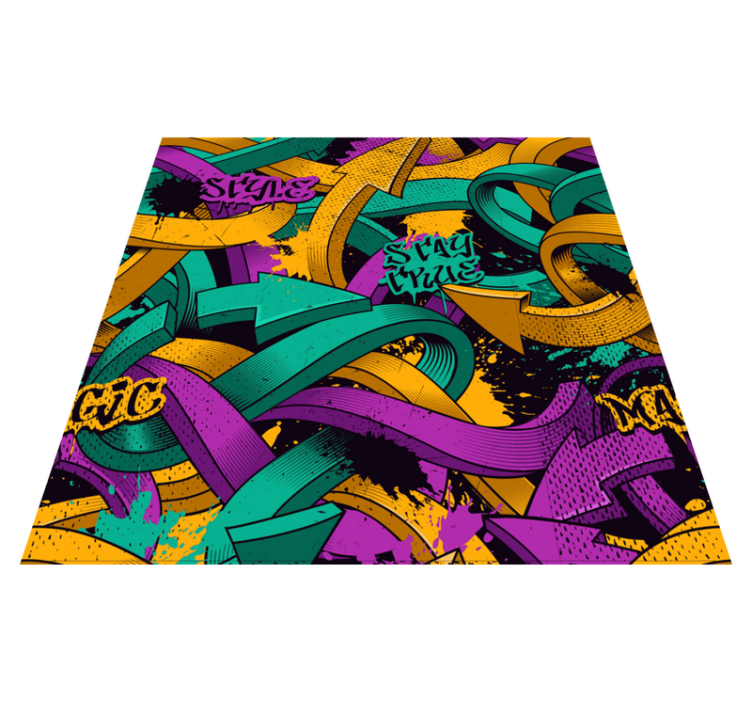 Bedroom vinyl rug with realistic graffiti design - TenStickers